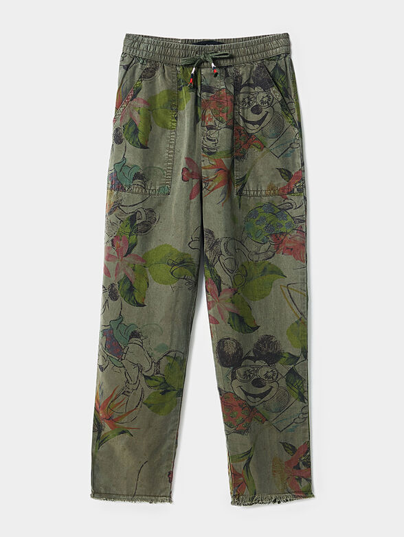 Pants in green color with Mickey Mouse print - 2