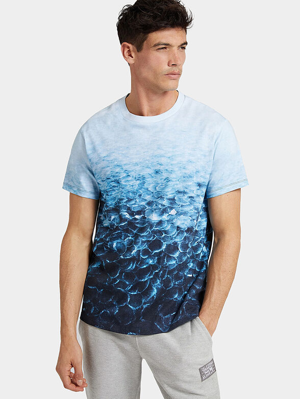 T-shirt with print in blue color - 1