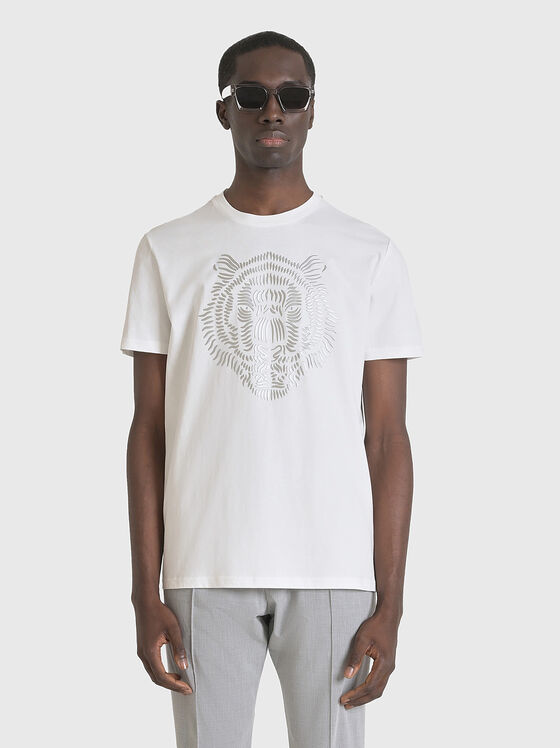 Black T-shirt with embossed print  - 1