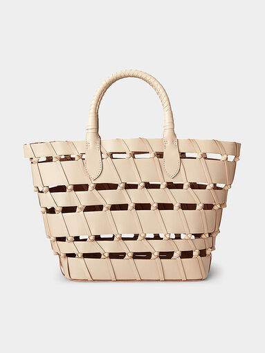 Leather bag with knitted motifs - 3