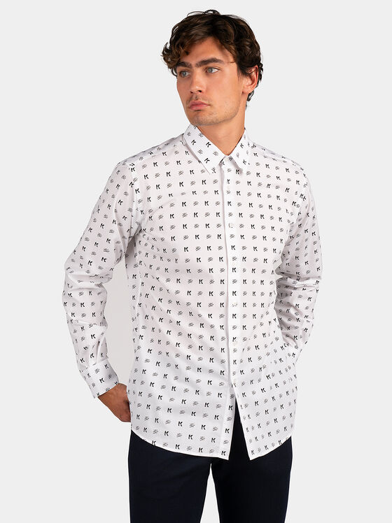 Риза от памук с лого принт - 1