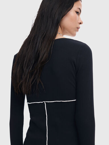 Stretch ribbed blouse with contrast stitching - 5