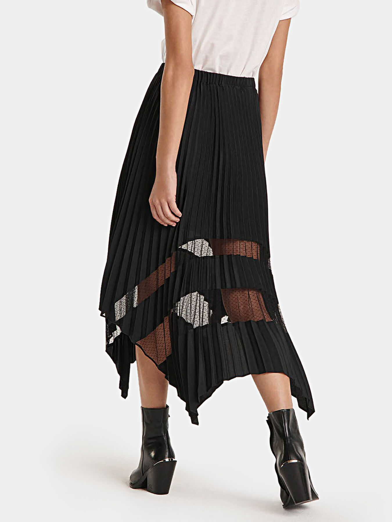 Black pleated skirt with lace inserts brand THE KOOPLES