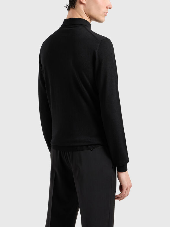 Black polo shirt with long sleeves  - 3