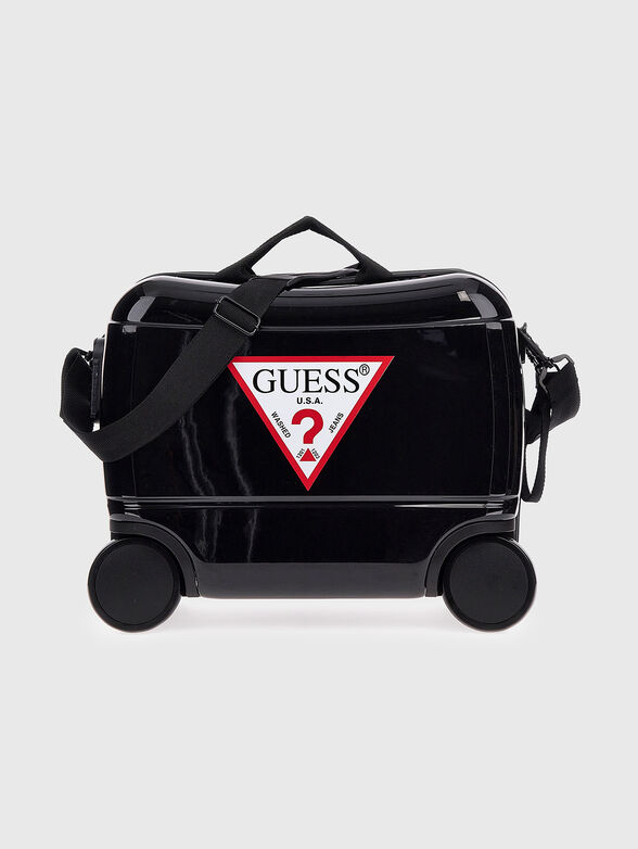 Black trolley suitcase with logo detail brand GUESS