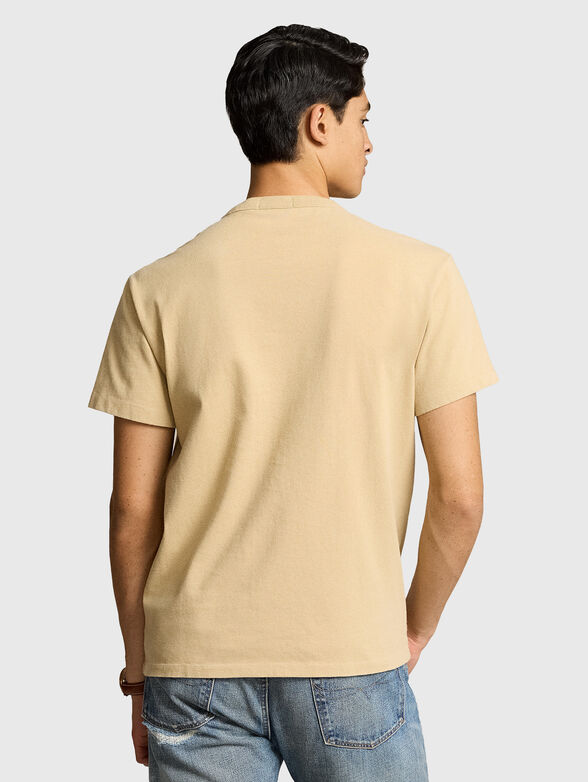 Beige T-shirt with logo embroidery - 2