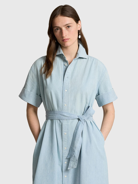 Cotton midi dress with short sleeves - 3