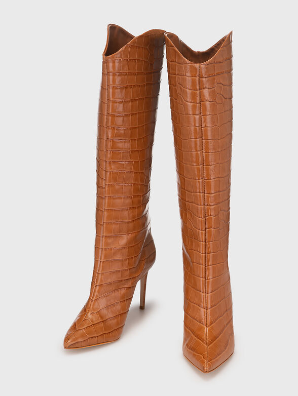 MARYANA brown croc-effect boots - 6