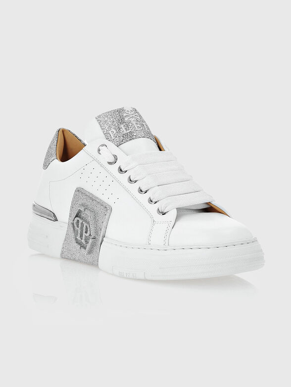 PHANTOM KICK$ white sports shoes with silver details - 2