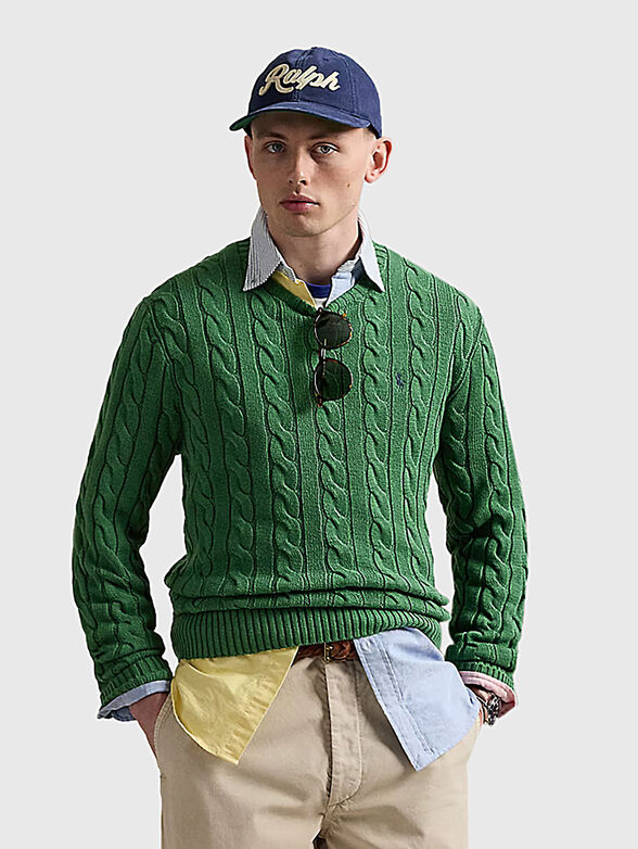 Knitted sweater with logo embroidery - 1