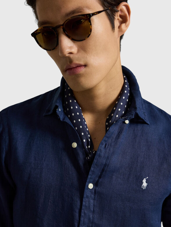 Dark blue linen shirt - 4