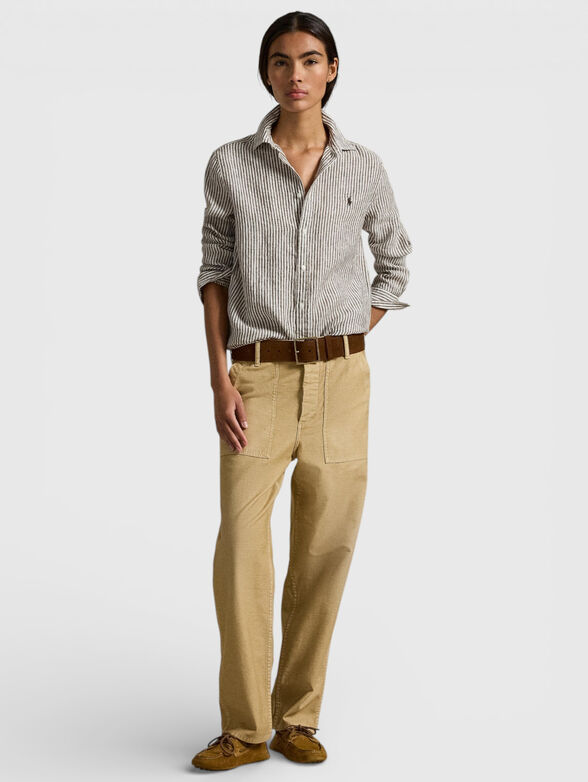 Linen shirt with embroidered logo - 2