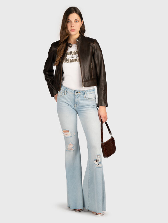 Leather jacket with two front pockets - 1