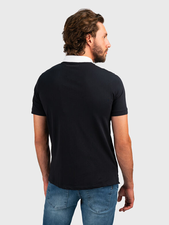 Black polo shirt with contrast collar and logo - 2