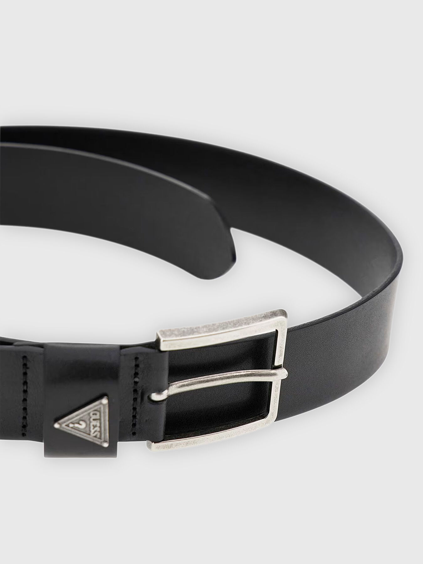 Black leather belt with logo detail brand GUESS
