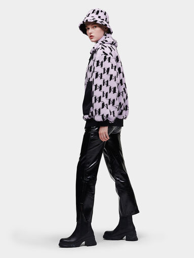 Eco fur bomber jacket with monogram print - 5