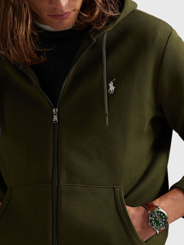 Cotton sweatshirt with hood and zip - 4