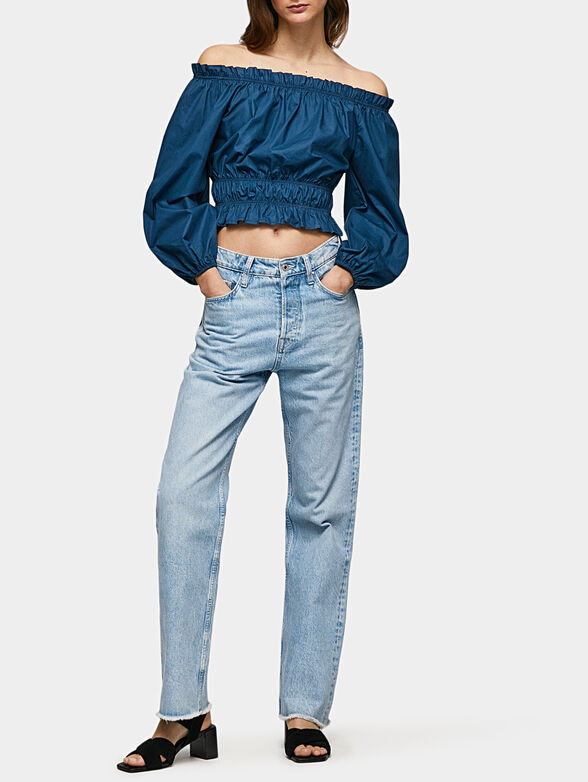 BLANCHE blue blouse with dropped shoulder - 2