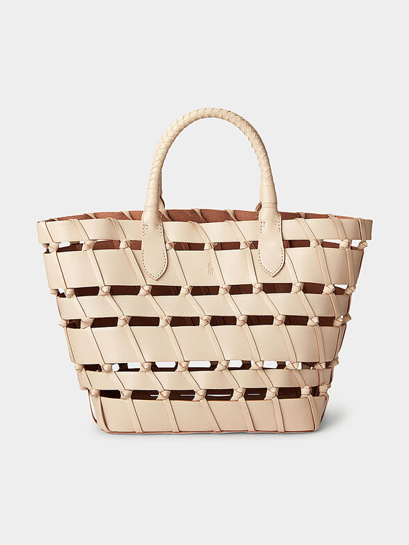 Leather bag with knitted motifs - 1