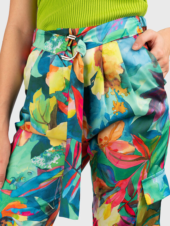 Floral print cargo pants - 4