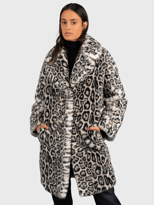 Faux fur coat with animal print - 1