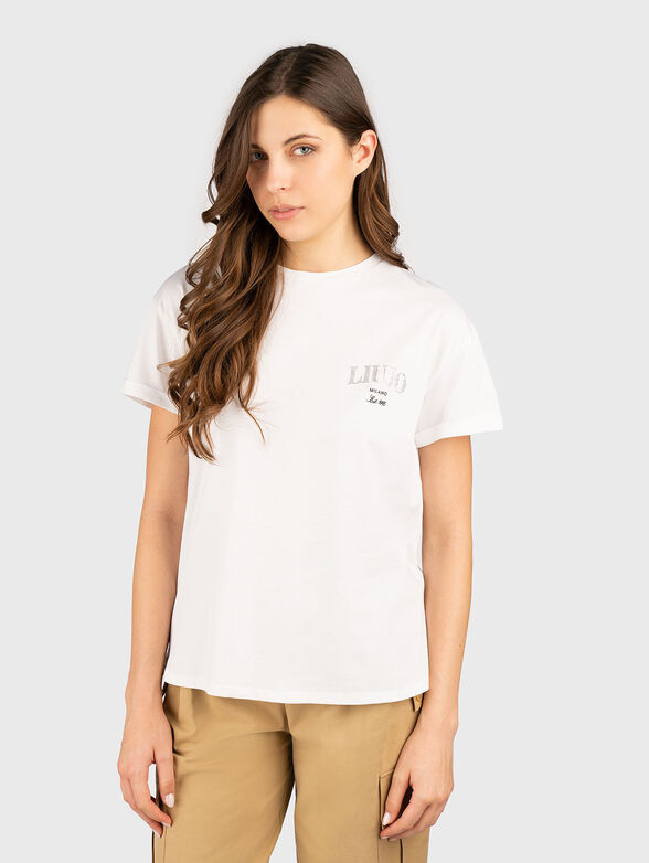 Cotton T-shirt with oval neckline - 1