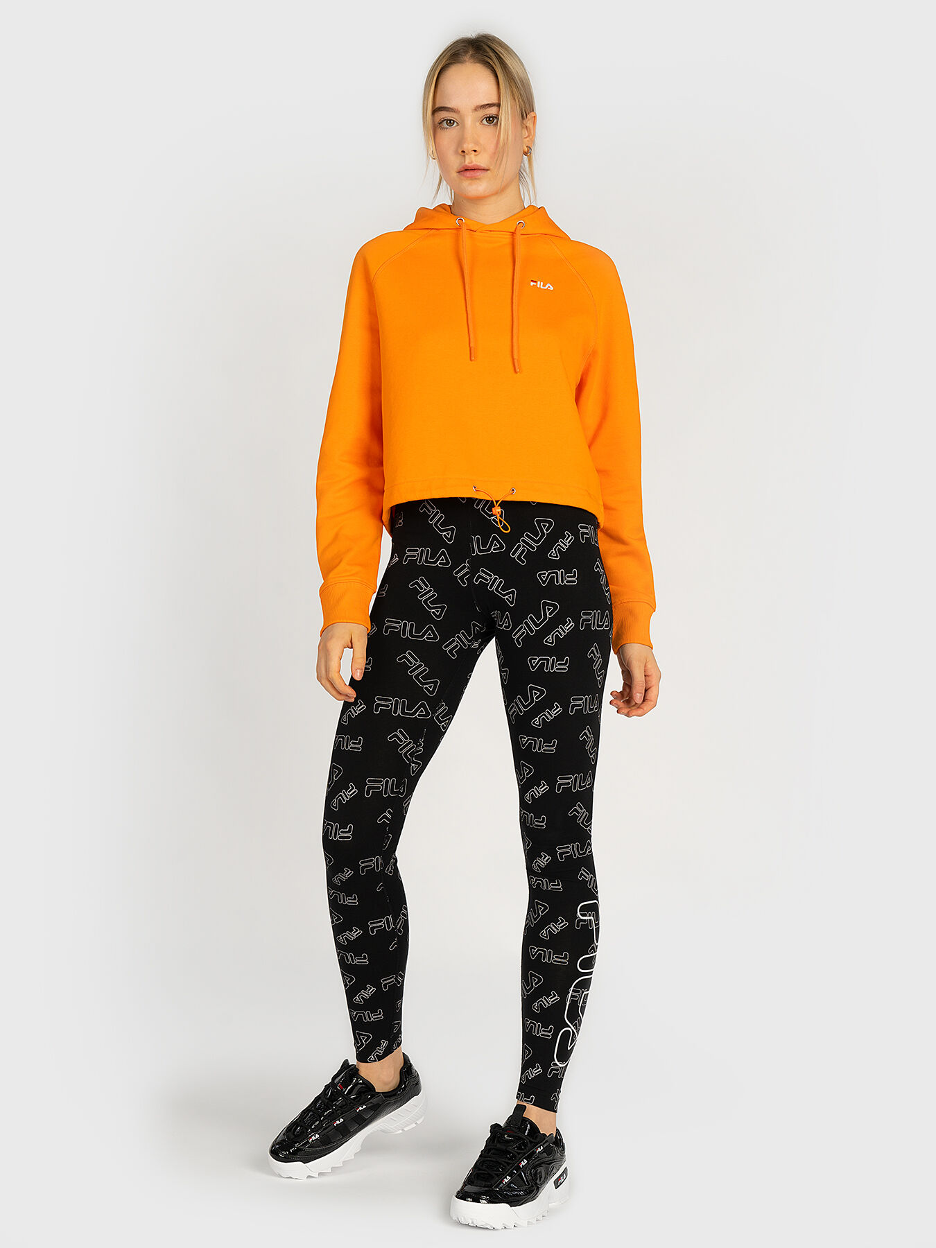 Cropped hoodie in orange color brand FILA Globalbrandsstore en