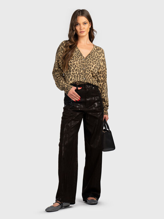 Wool blend cardigan with animal print - 2