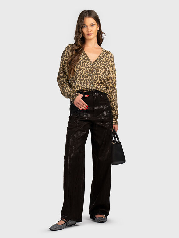 Wool blend cardigan with animal print - 2