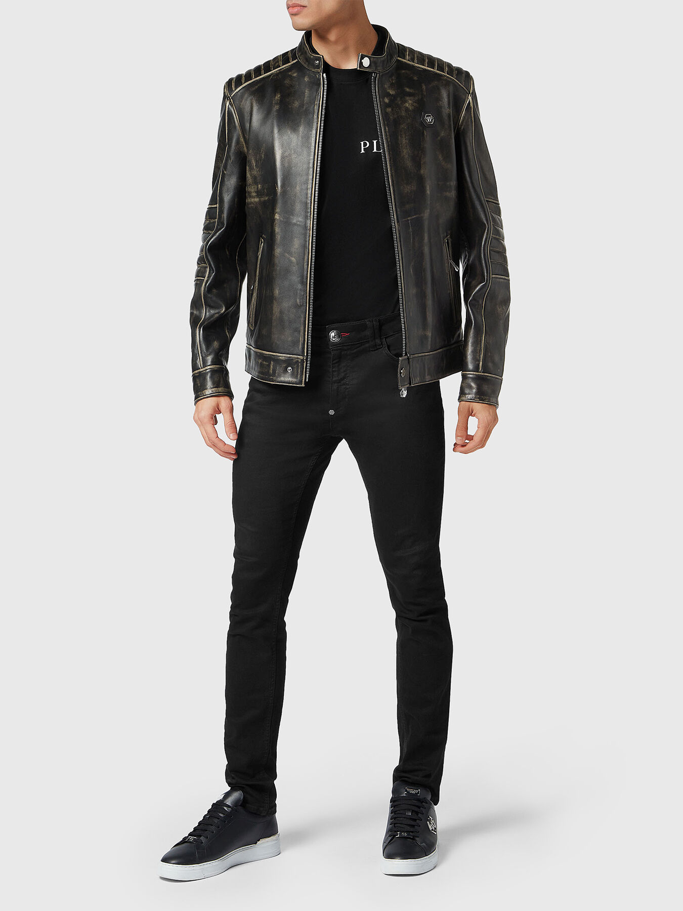 邦楽 093 H2SO4 Imitation Leather Jacket 邦楽 093 H2SO4 Imitation Leather Jacket JEShifangjiusu Men'S