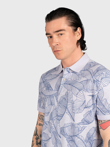 LEAVES polo-shirt with beige floral print - 5