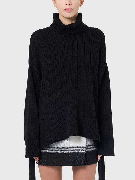 Пуловер с поло яка от вълнен бленд - 1