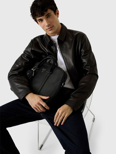 Eco leather jacket with collar  - 4
