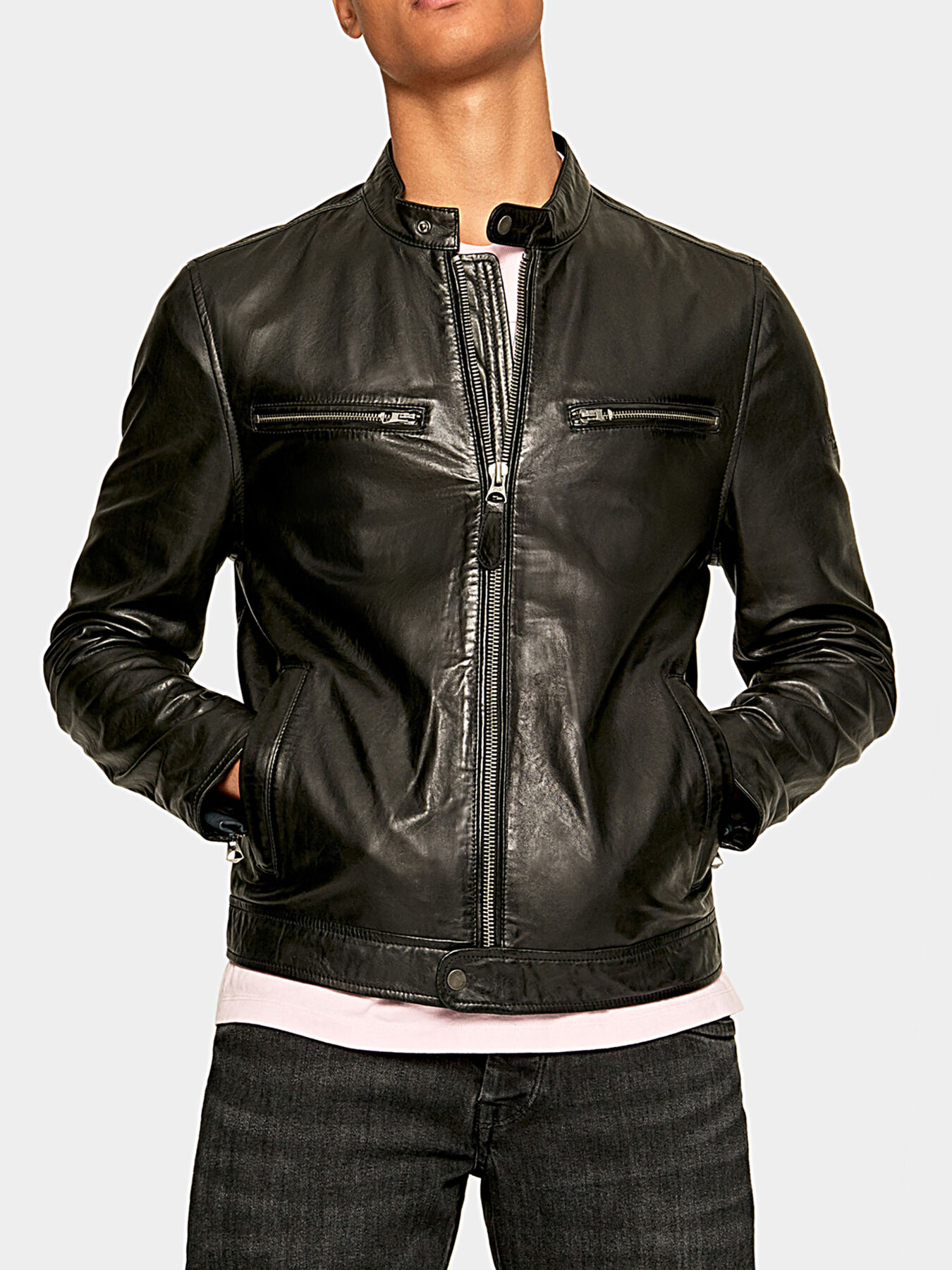 ジャケット・アウター   Jeans Leather Jacket JARED leather jacket brand Pepe Jeans — Globalbrandsstore.com/en