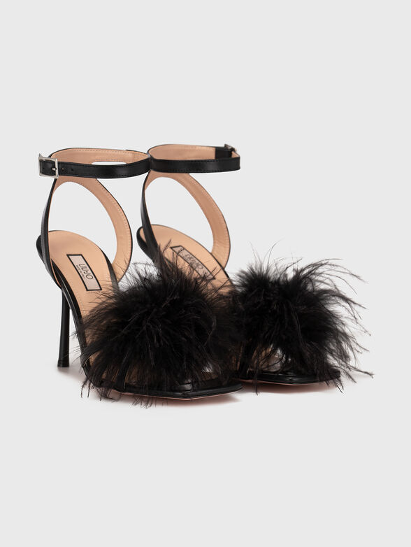 CAMELIA 08 black leather sandals heel - 2