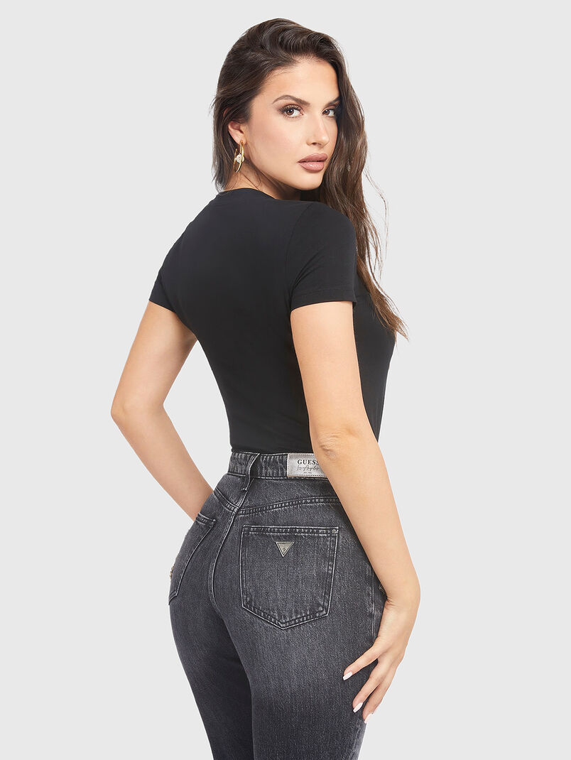 Cotton T-shirt in black color - 3