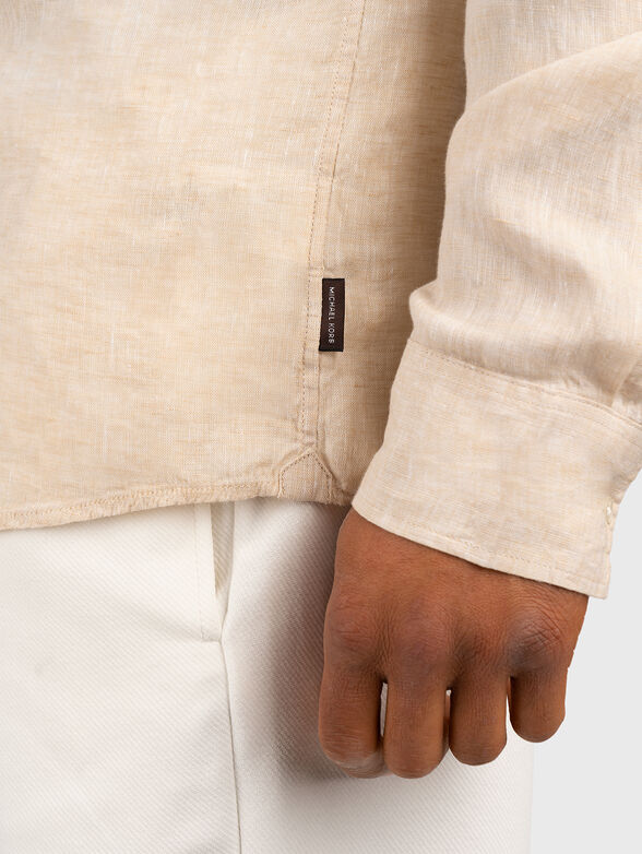 Beige linen shirt with logo detail - 5