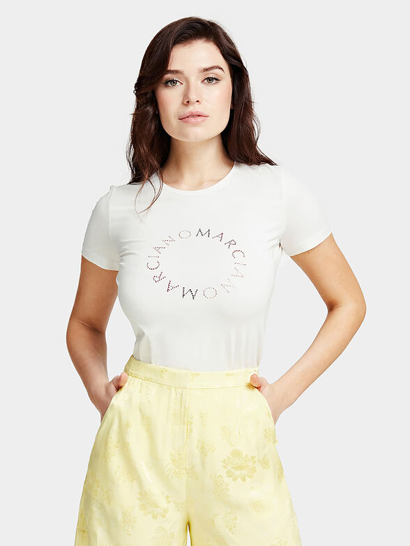 J LO White t-shirt with blue crystal logo - 4