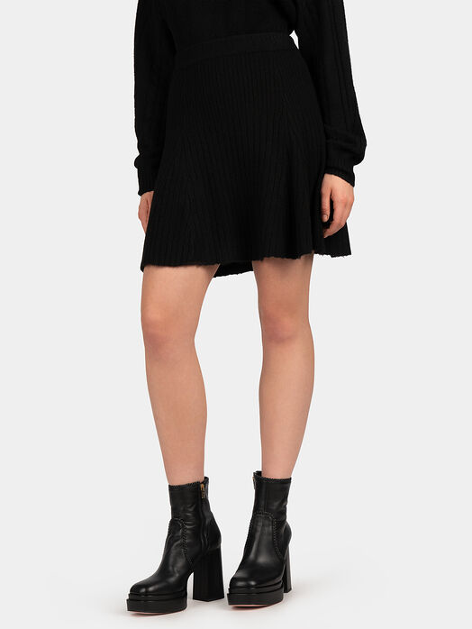 Knitted wool blend mini skirt