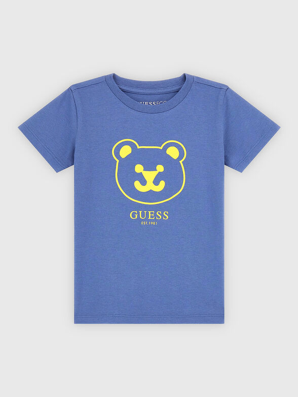 Cotton blue T-shirt with contrast print - 1