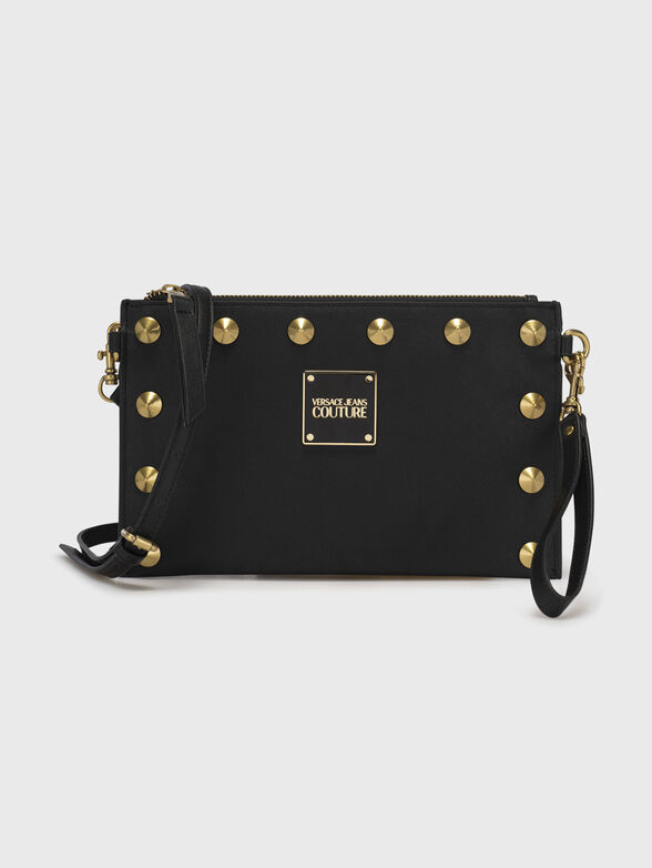 Black clutch with studs and golden logo - 1