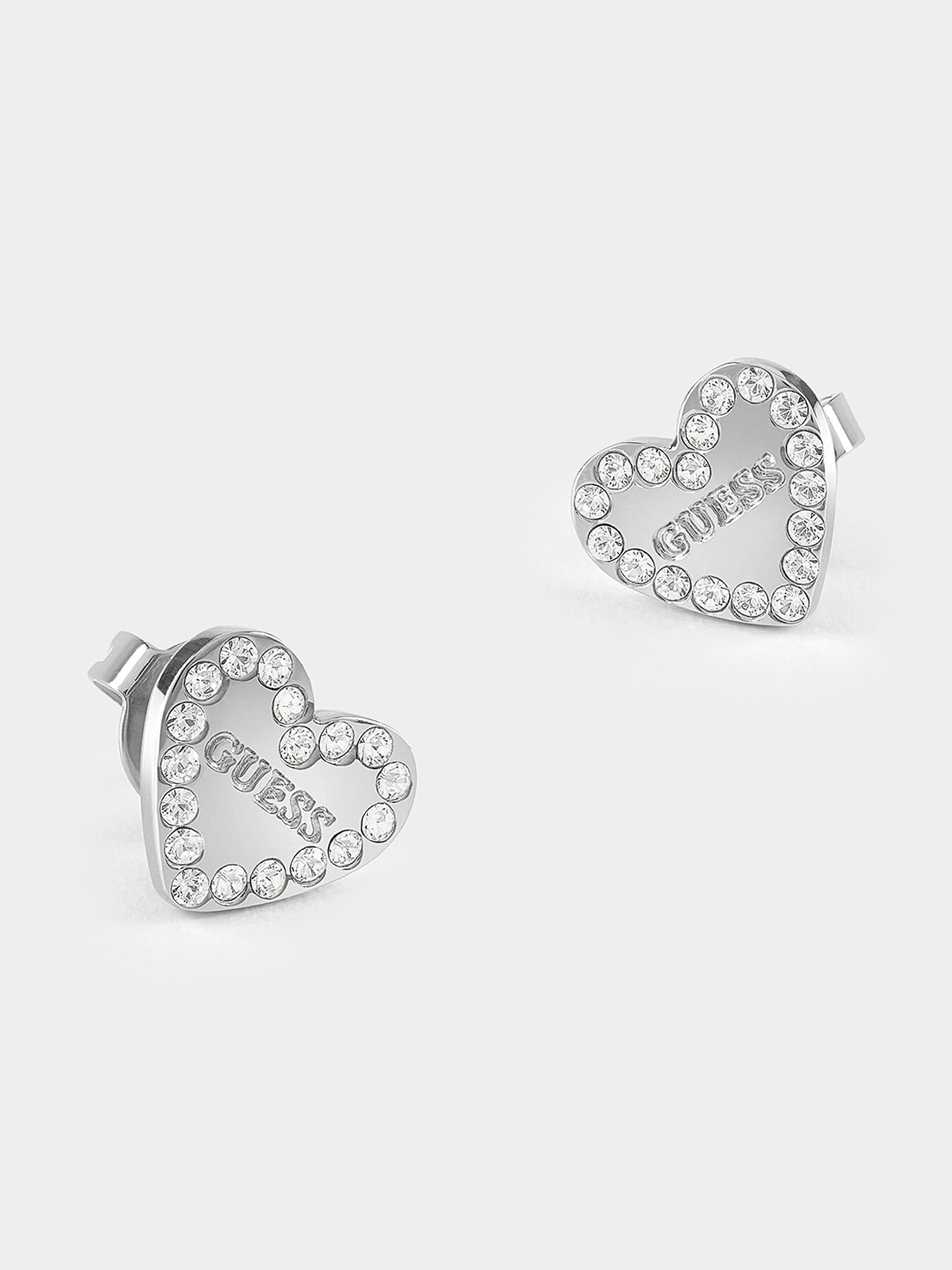 HEART TO HEART earrings with crystals in rose pink brand GUESS Globalbrandsstore en