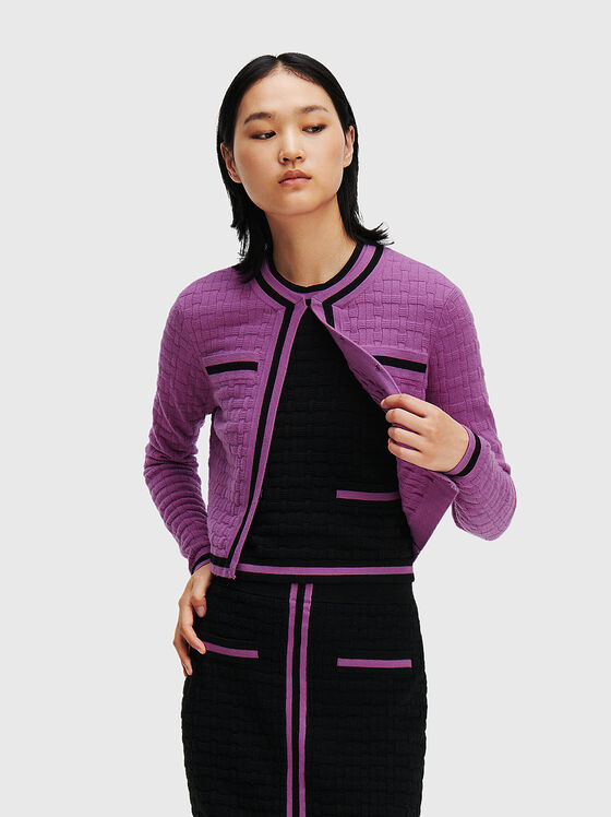 Плетена жилетка в лилав цвят - 1