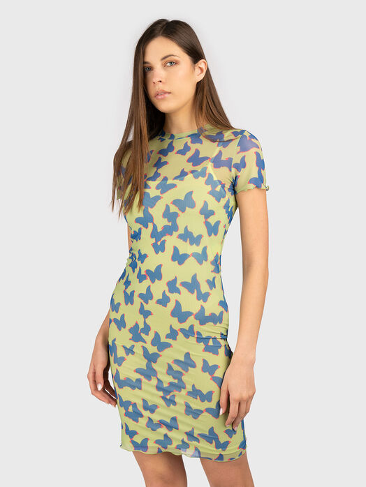 Mini dress with short sleeves and print