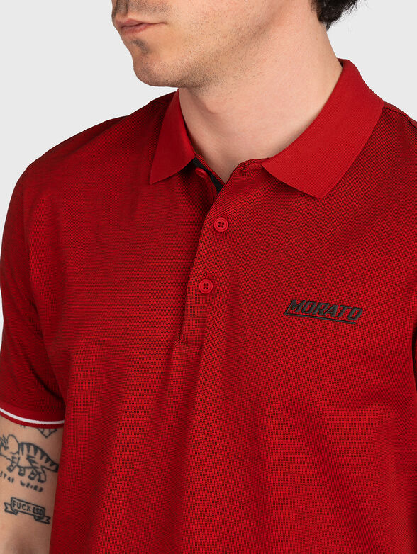 Red polo-shirt with logo detail - 4