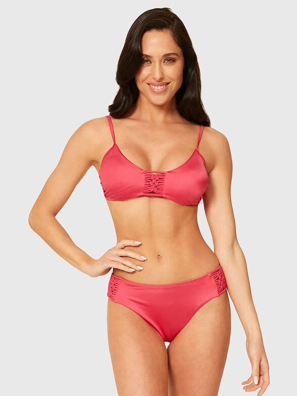 SORAYA red swimsuit bottom with accent ties - 4