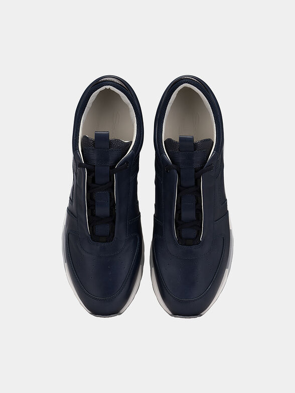 Leather sneakers in dark blue color - 5