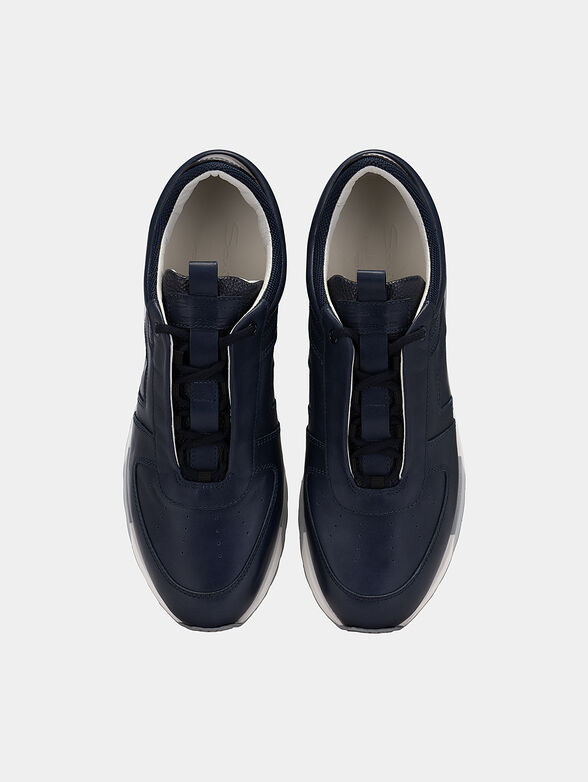 Leather sneakers in dark blue color - 6