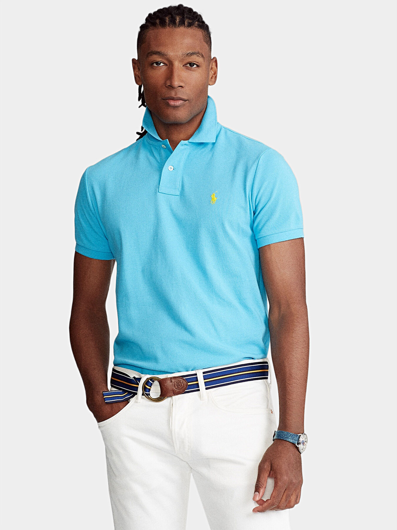 Cotton polo shirt in light blue color brand POLO RALPH LAUREN Globalbrandsstore en