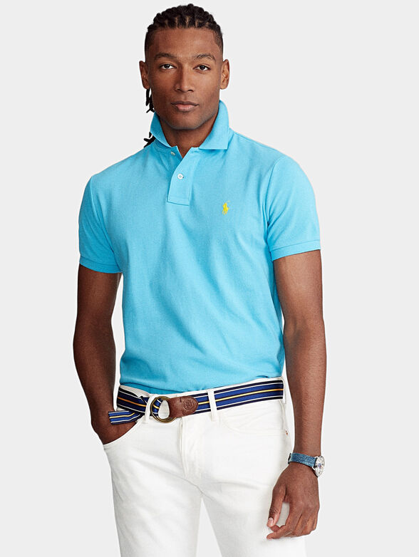 Cotton polo-shirt in light blue color - 1